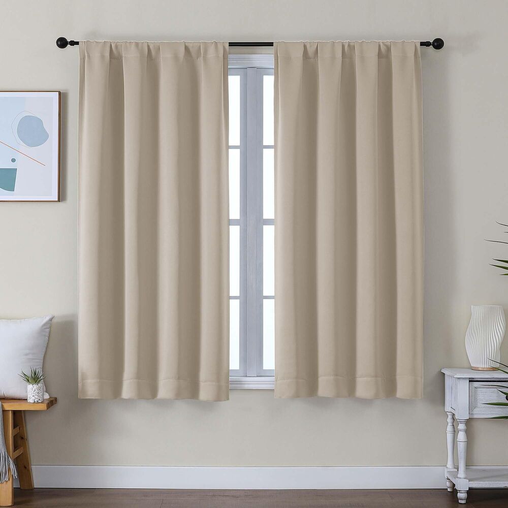 Set of 2 Curtain Panels, 40"W x 54"L Blackout Curtains (Biscotti Beige)